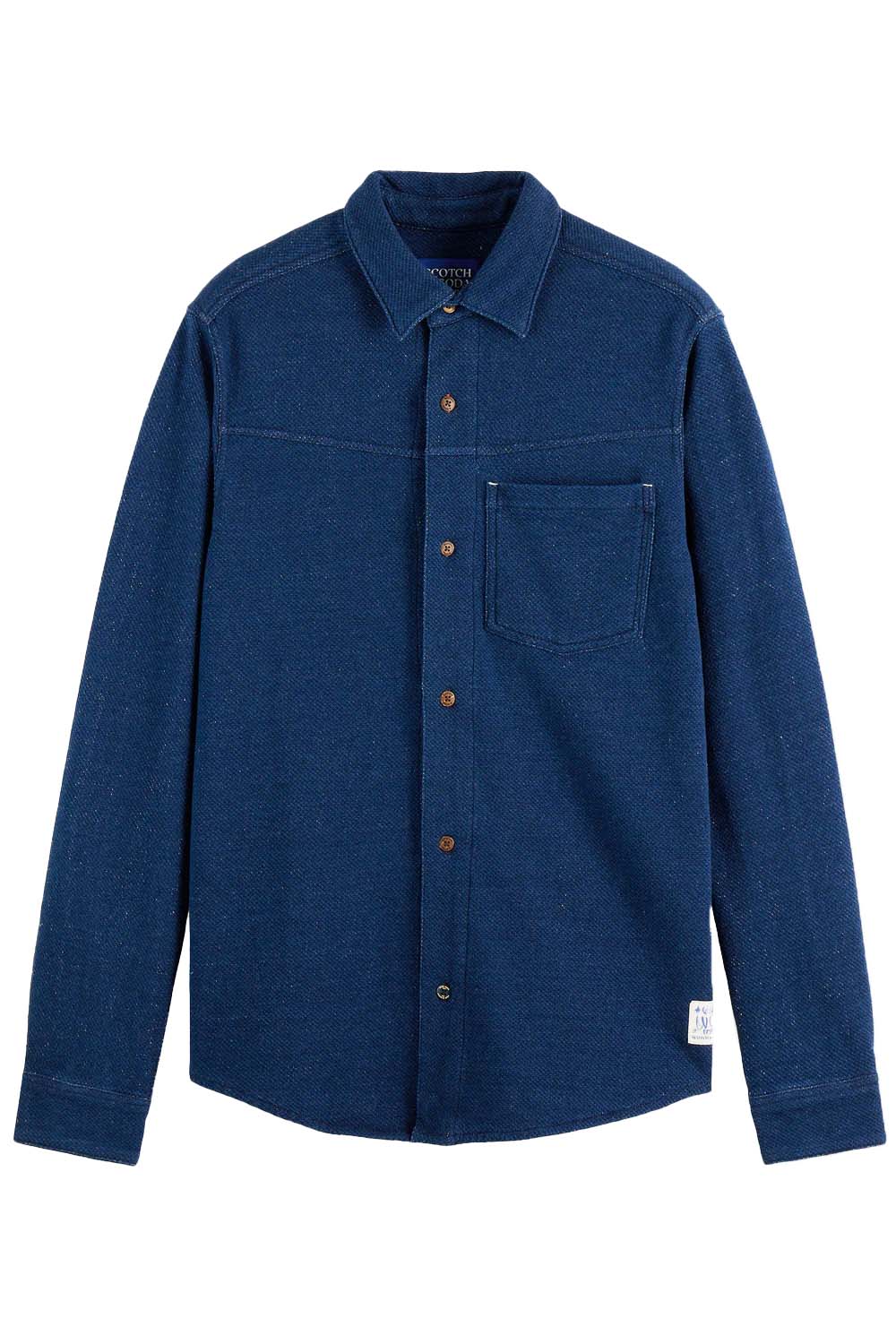 scotch and soda washed textured jersey shirt indigo front