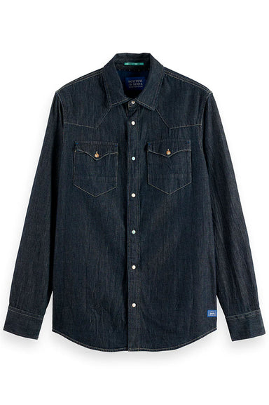 scotch and soda western shirt paint it blauw flatlay