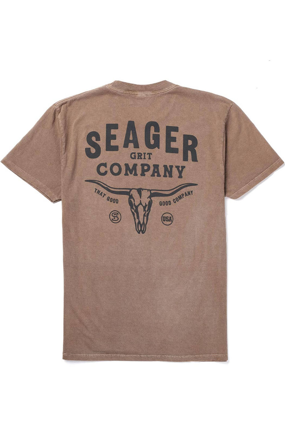Seager Longhorn Tee in Pigment Brown — Back view