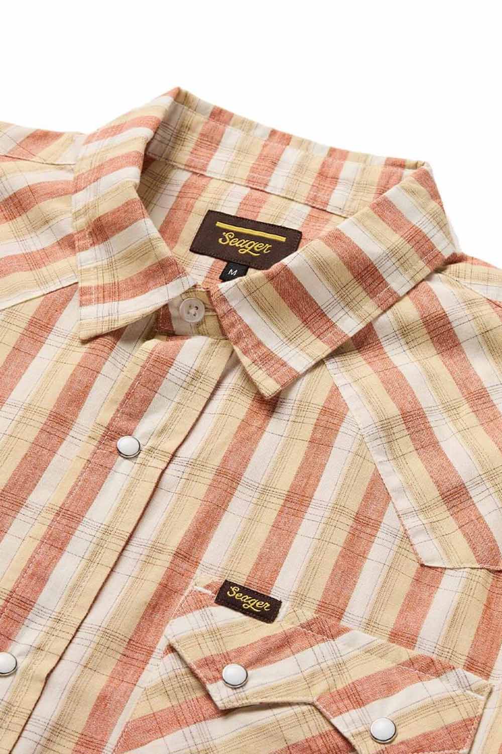seager sawtoof short sleeve white wash plaid detail