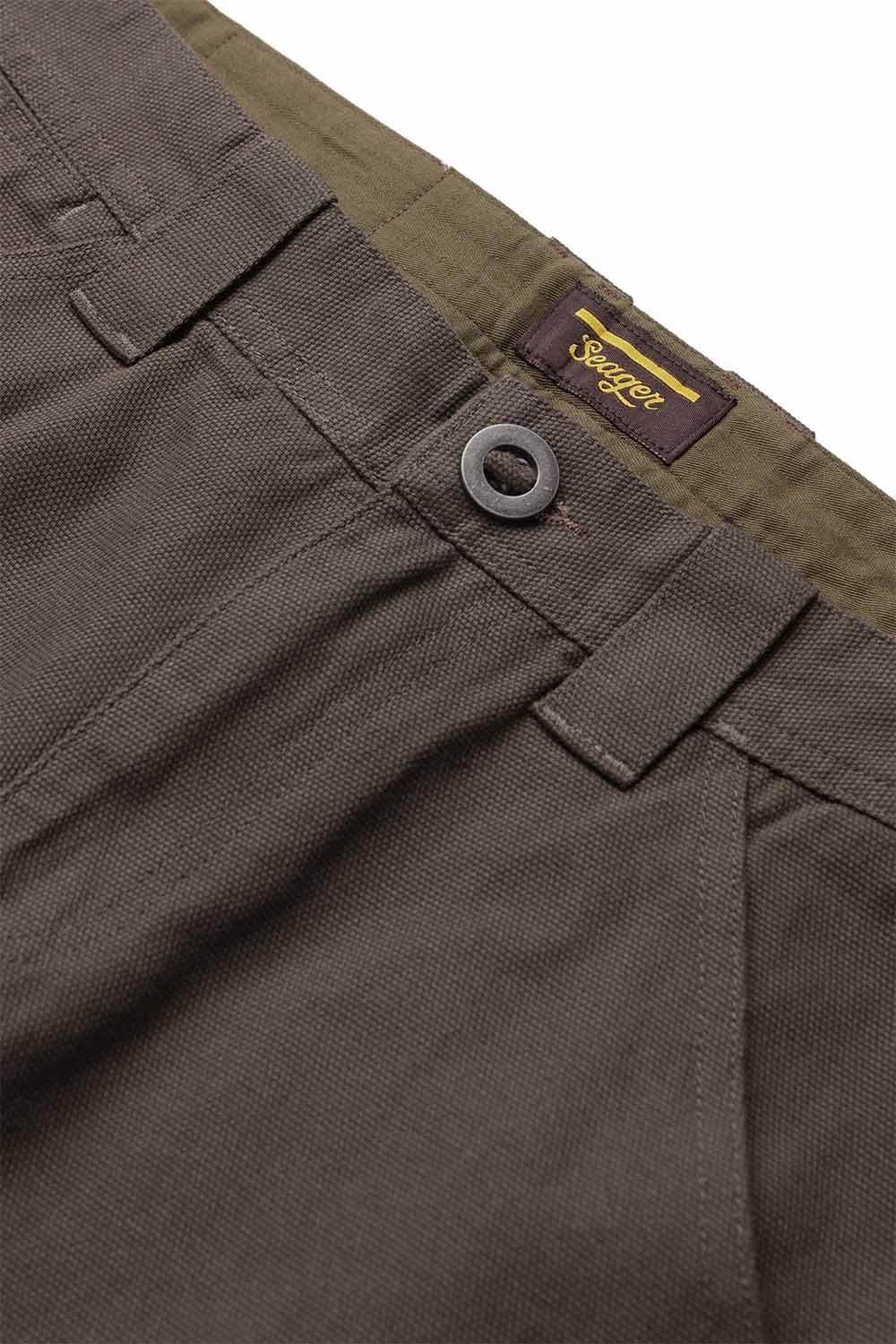 seager bison canvas pant darkwood front detail