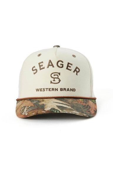 seager branded snapback cream camo front
