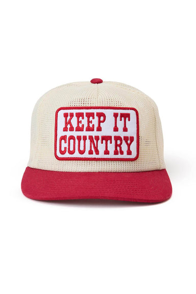 seager keep it country mesh trucker cream red front