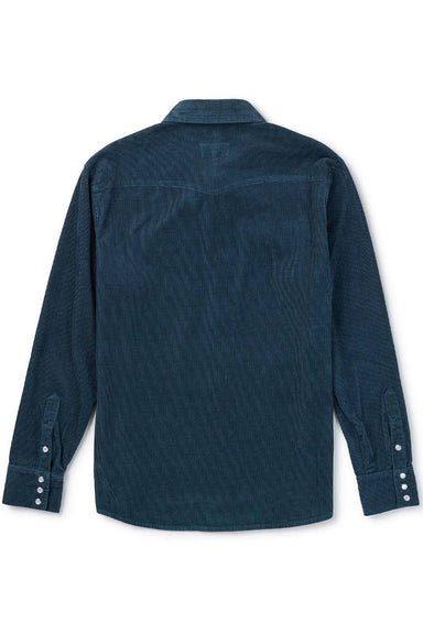 seager reagan pearl snap cord stormy blue back