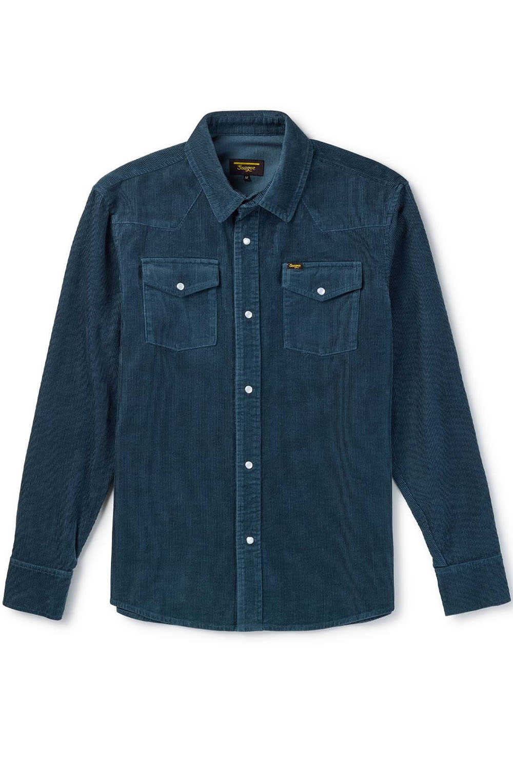 seager reagan pearl snap cord stormy blue front