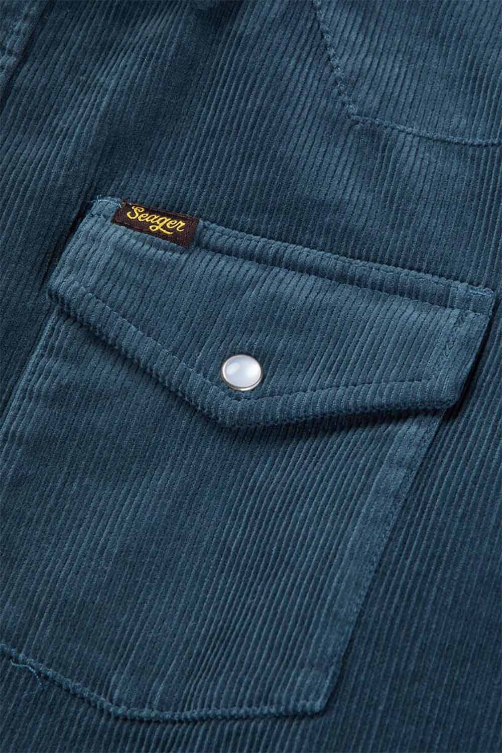 seager reagan pearl snap cord stormy blue pocket