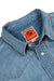 Sendero Wyatt Pearl Snap Shirt in Vintage Denim — Collar detail view