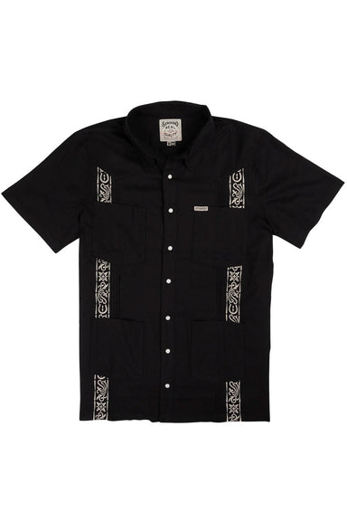 sendero caballero guayabera ss guitar stripe flatlay