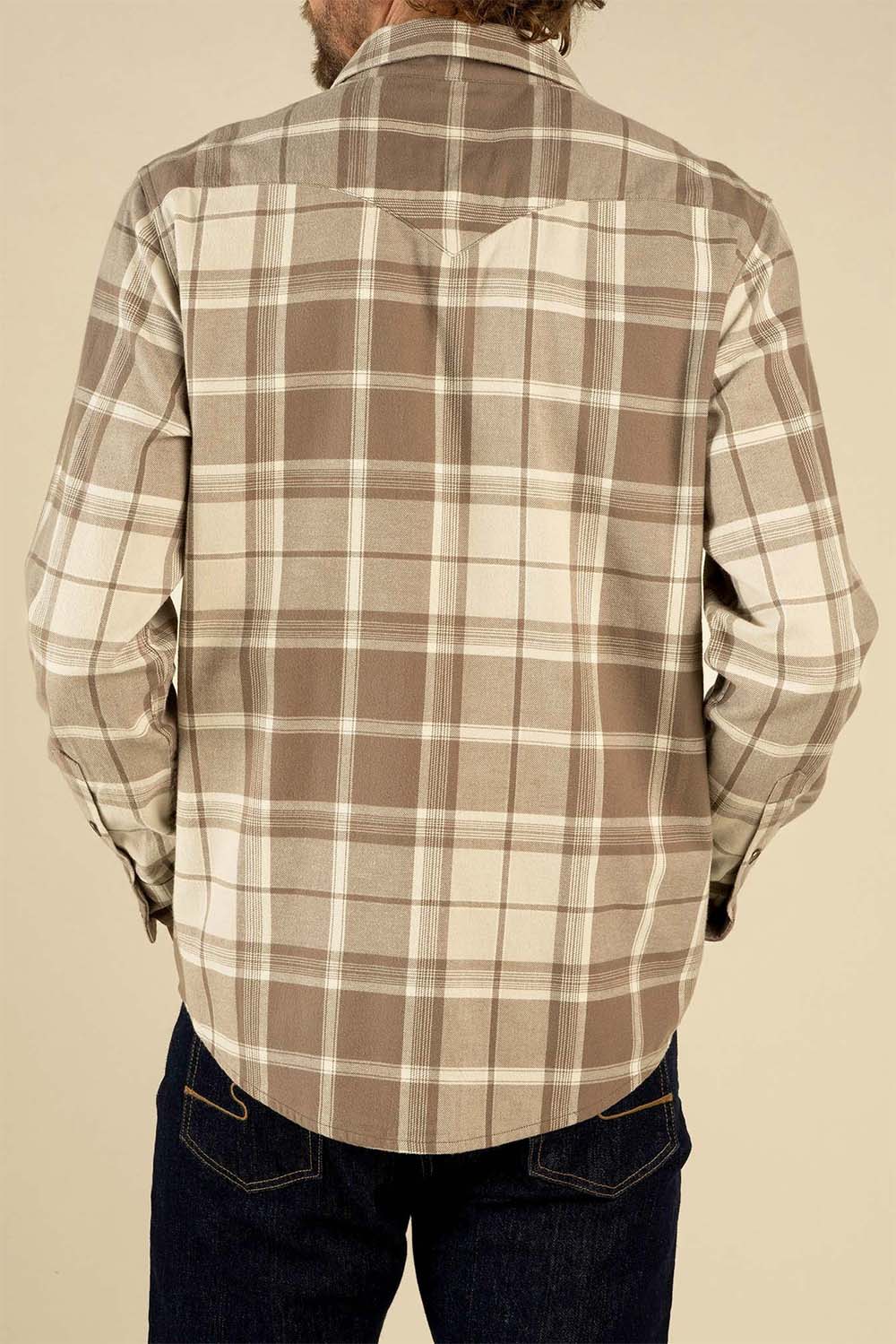 sendero durango flannel shirt tan brown back