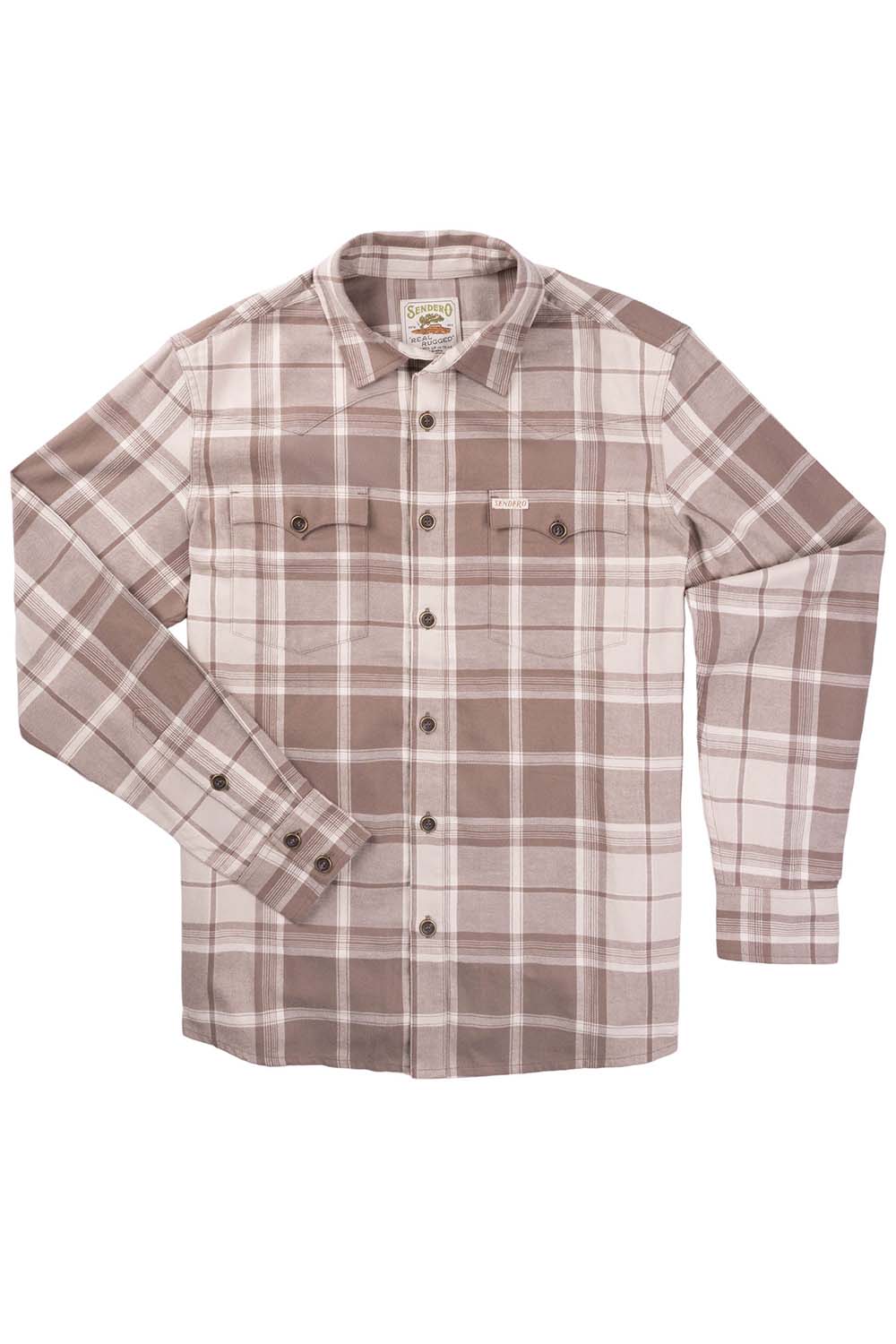 sendero durango flannel shirt tan brown flatlay