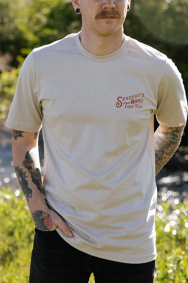 sendero hand tied flies tshirt sand front