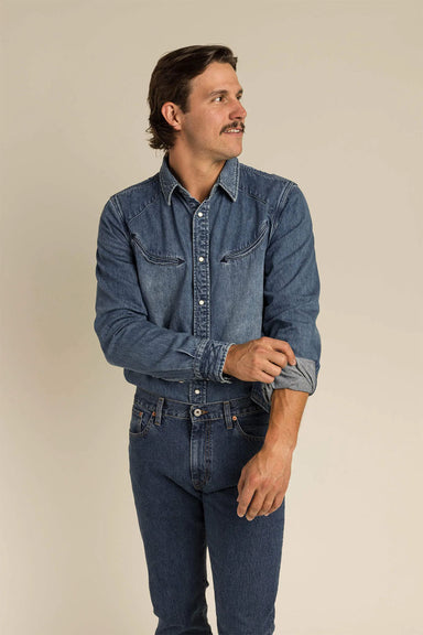 sendero hondo pearl snap classic denim model