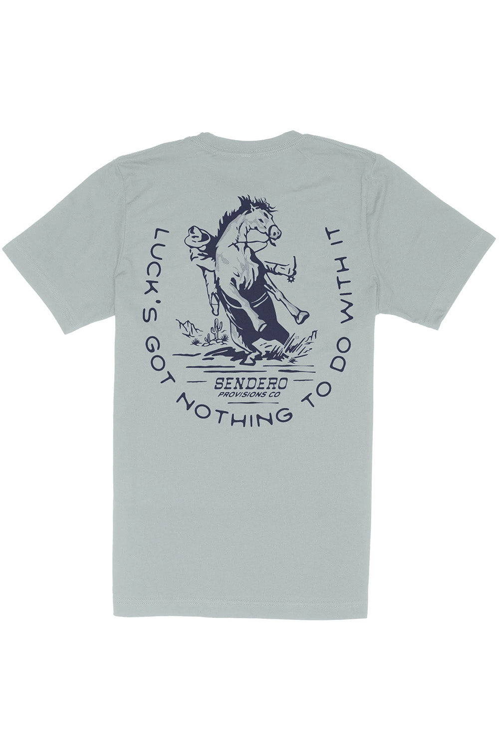 sendero no luck t-shirt big sky blue flatlay