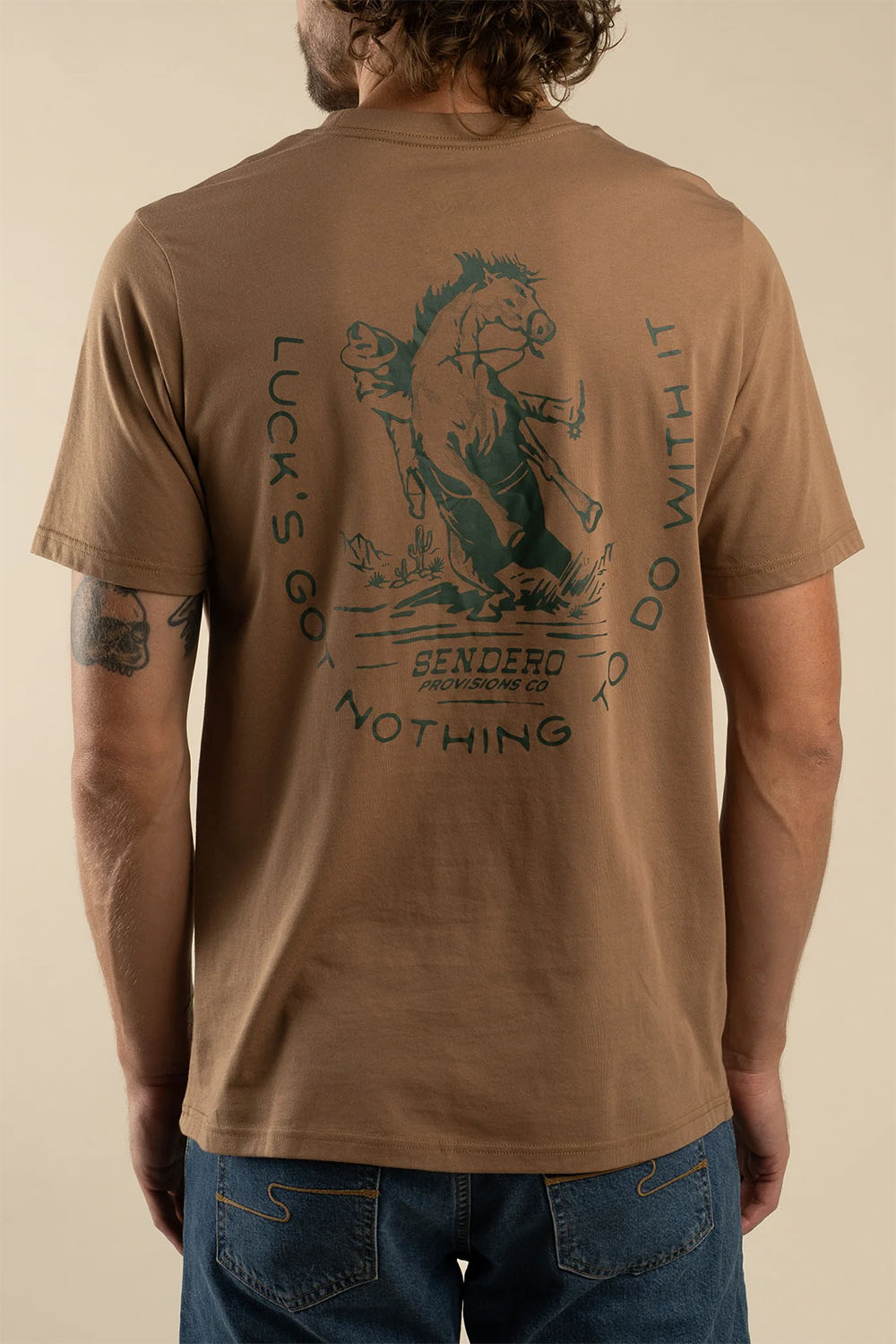 sendero no luck tshirt light brown back