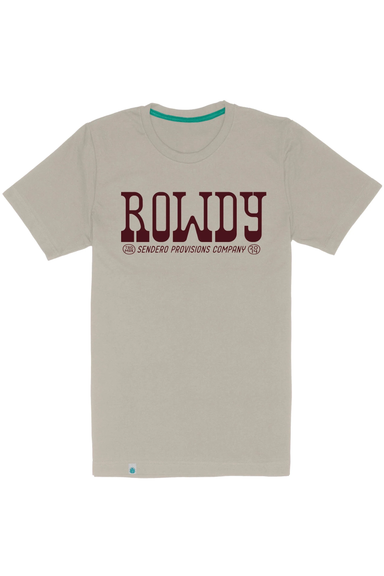 sendero rowdy tshirt sand flatlay