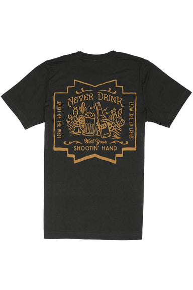 sendero shootin hand salud tee black flatlay