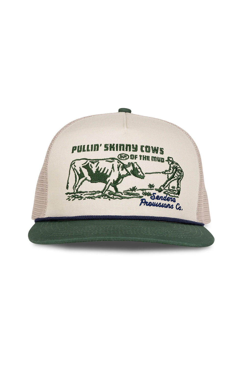 sendero skinny cows hat cream green front