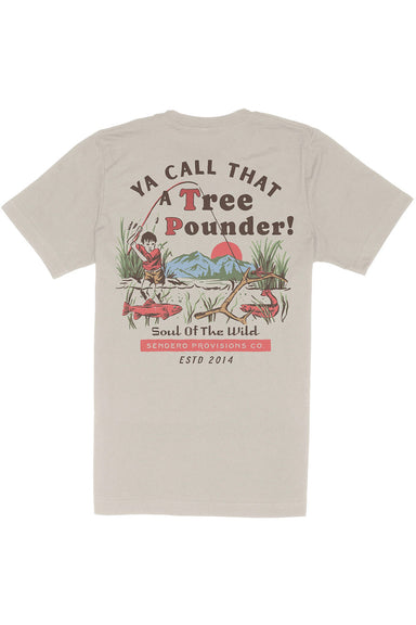 sendero tree pounder tshirt sand flatlay