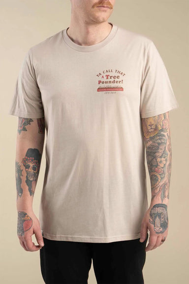 sendero tree pounder tshirt sand front