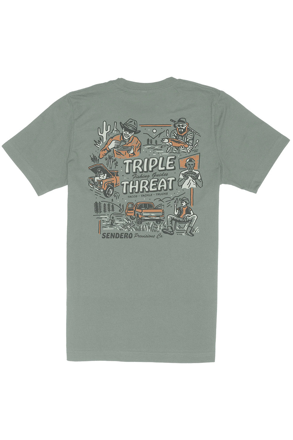 sendero triple threat t-shirt laguna flatlay