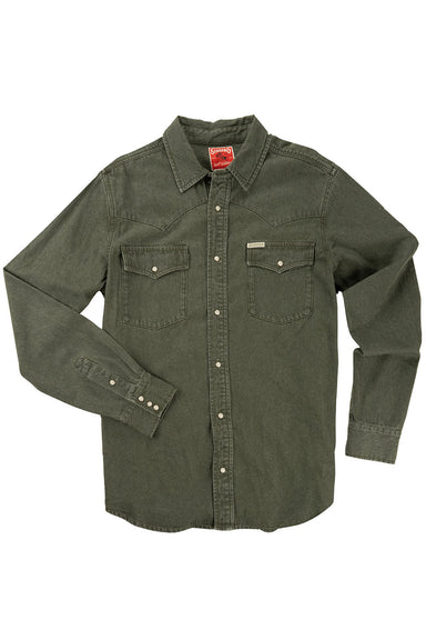 sendero wyatt pearl snap shirt faded olive flatlay