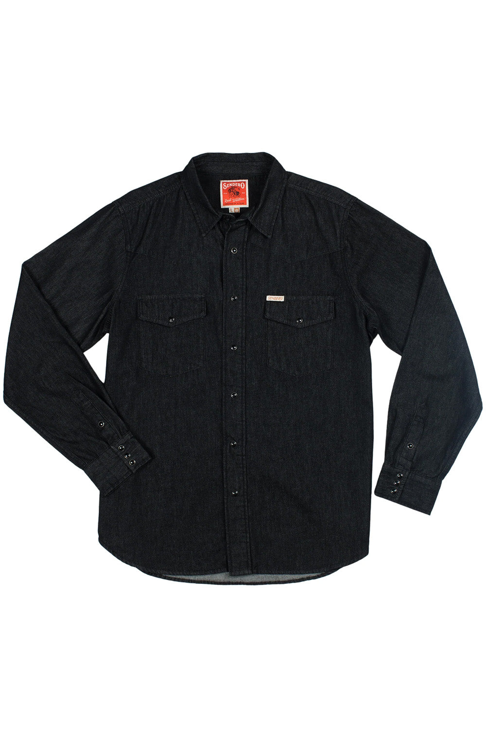 sendero wyatt pearl snap shirt midnight blue flatlay