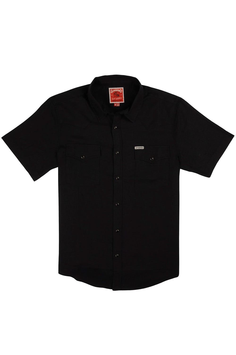 sendero wyatt pearl snap ss black front