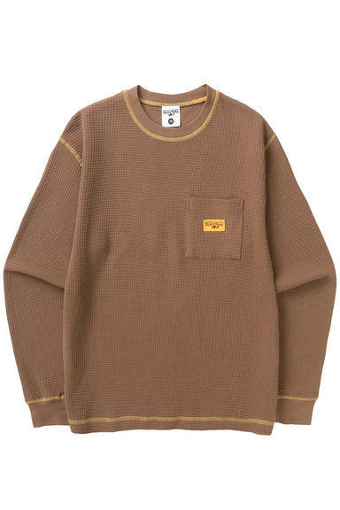 Service Works - Waffle Contrast Thermal Long Sleeve - Brown/Yellow - Flatlay Front