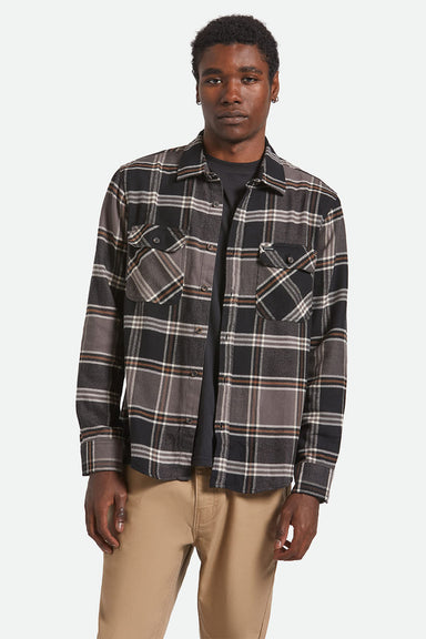 Brixton BOWERY LS FLANNEL Black/Charcoal/Pinecone Front
