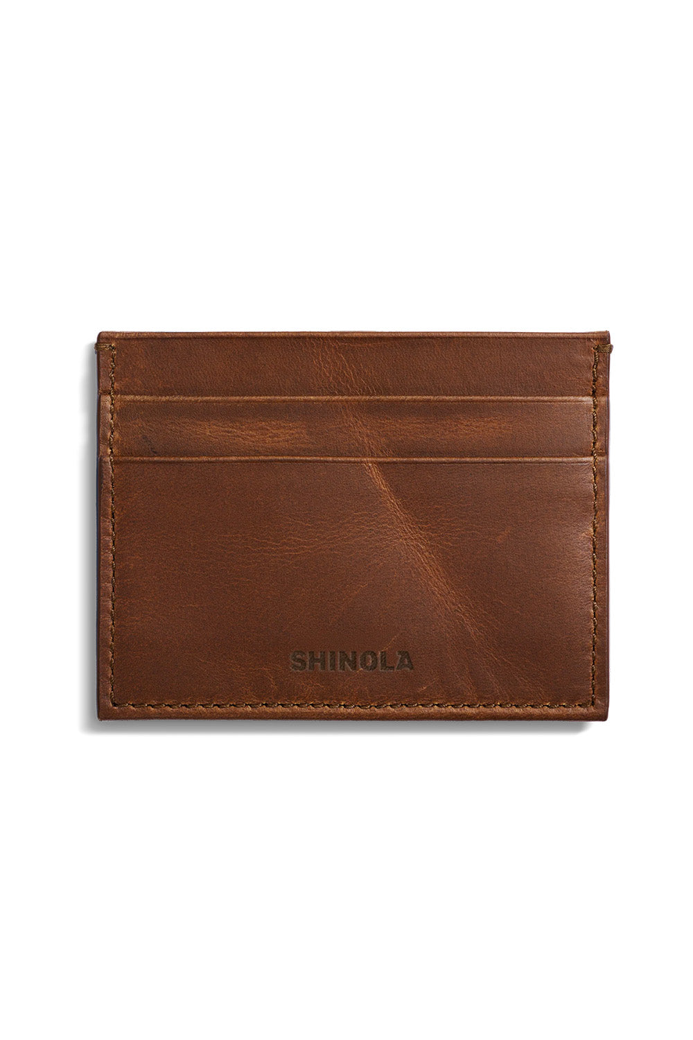 Shinola 5 Pocket Card Case in Navigator Medium Brown — Front view