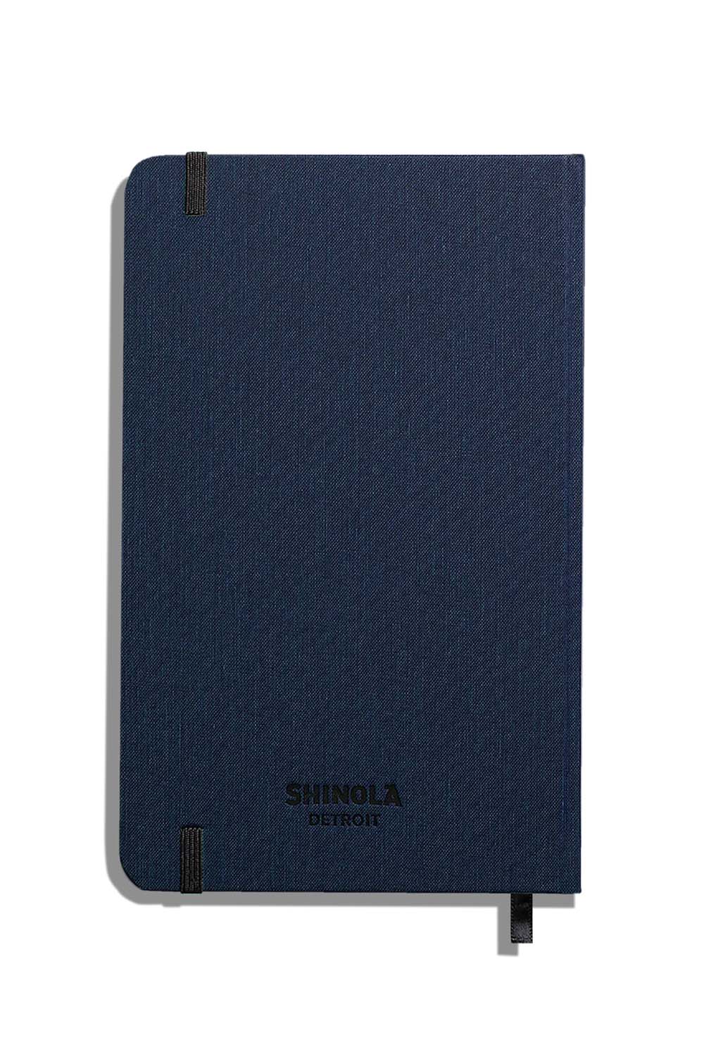 Shinola Medium Hard Ruled Journal in Navy — Back view