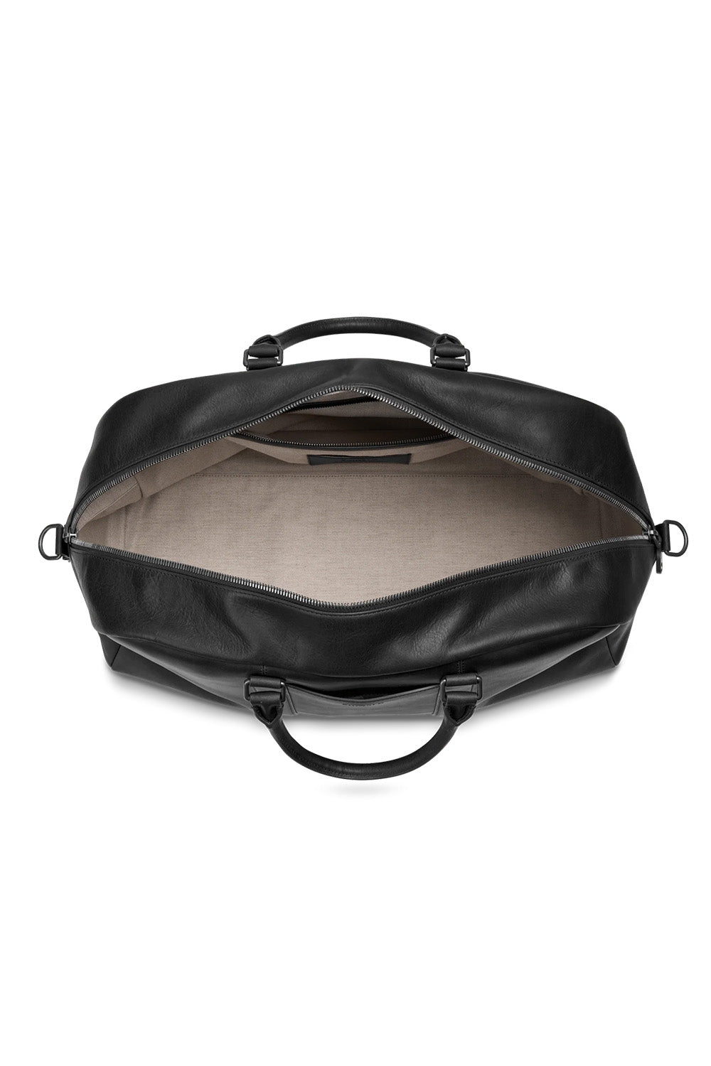 Shinola Runwell Duffle Navigator in Black — Interior view