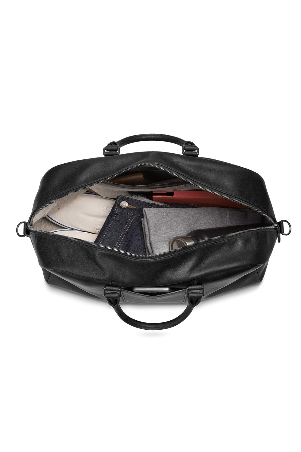 Shinola Runwell Duffle Navigator in Black — Packed view