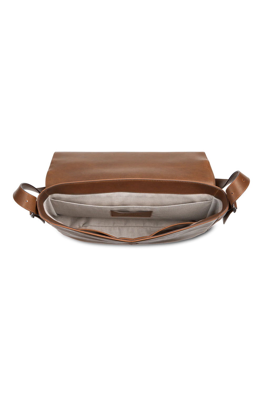 Shinola Runwell Messenger Navigator in Medium Brown — Interior view