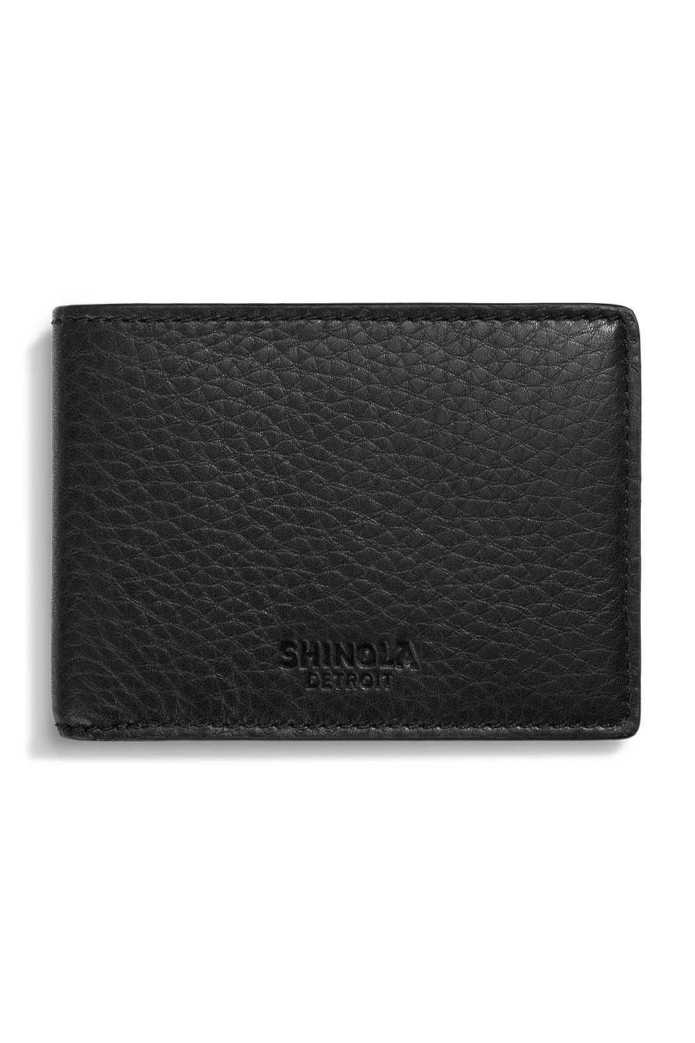 Shinola Slim Bifold Natural Grain in Black — Front view