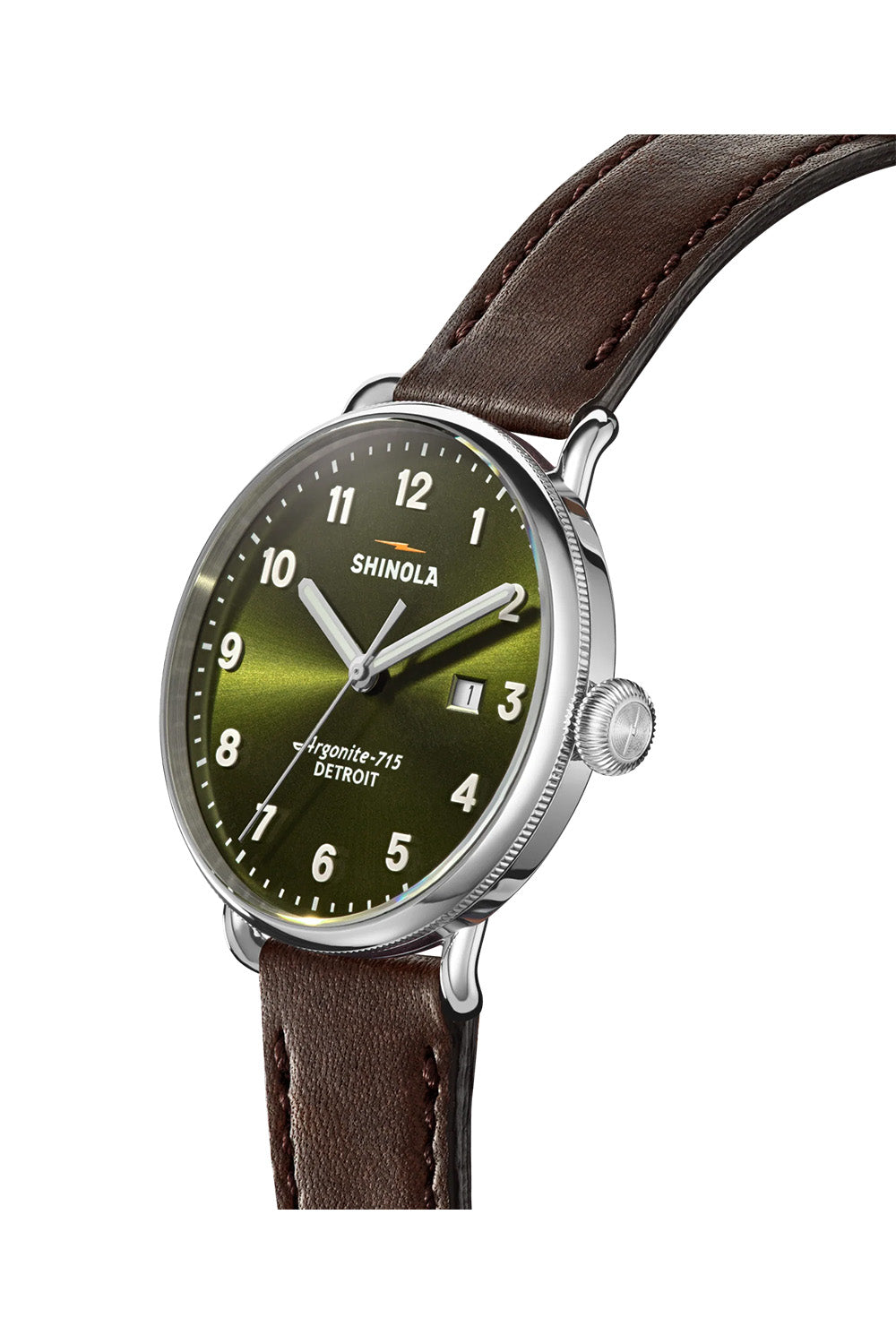 shinola canfield c56 43mm dark olive deep brown profile
