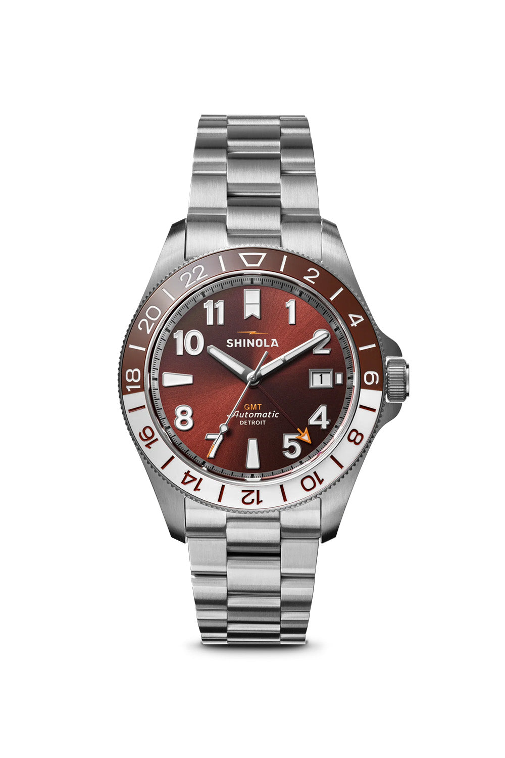 shinola monster gmt 40mm whiskey brown front