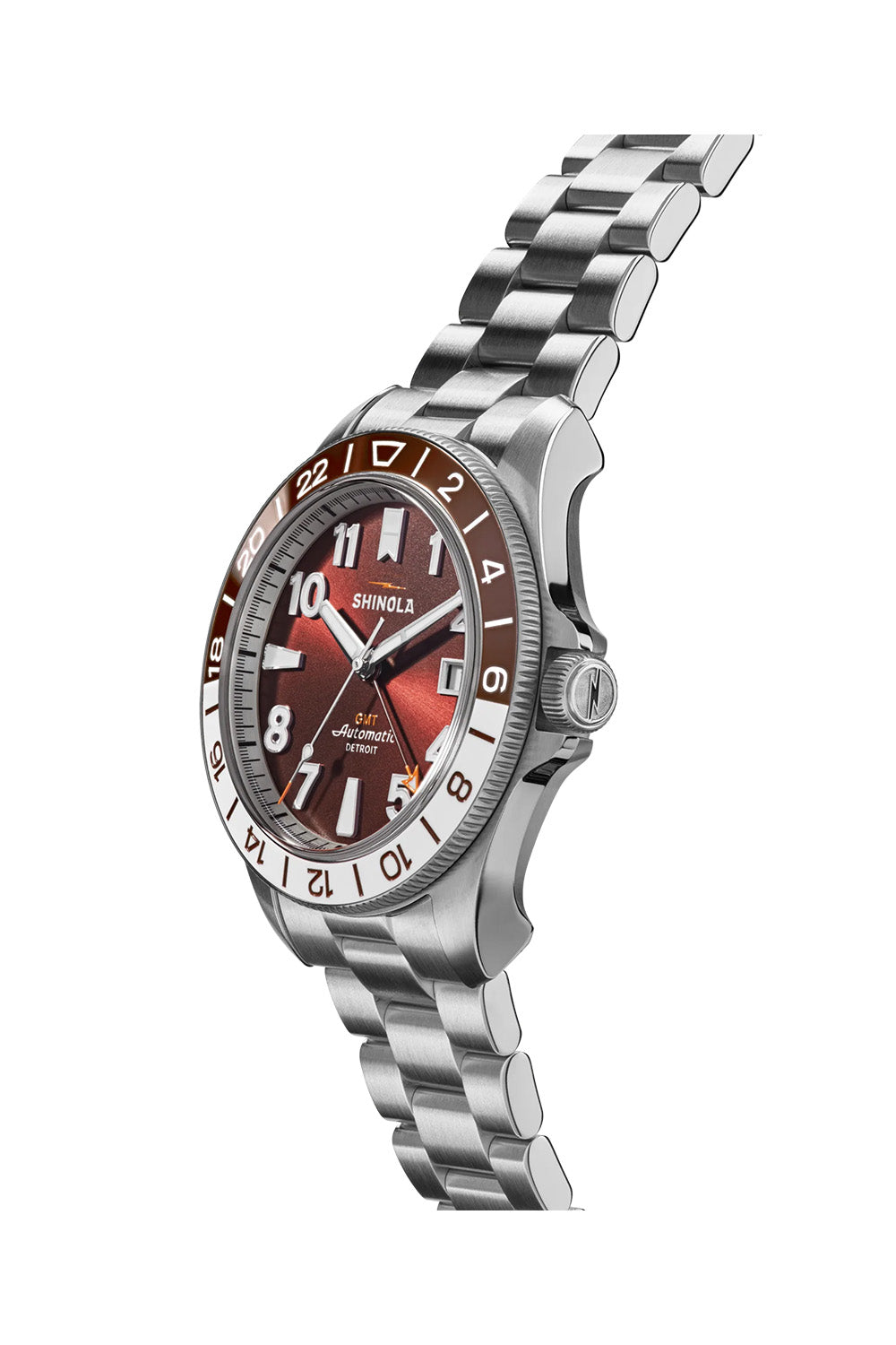 shinola monster gmt 40mm whiskey brown profile