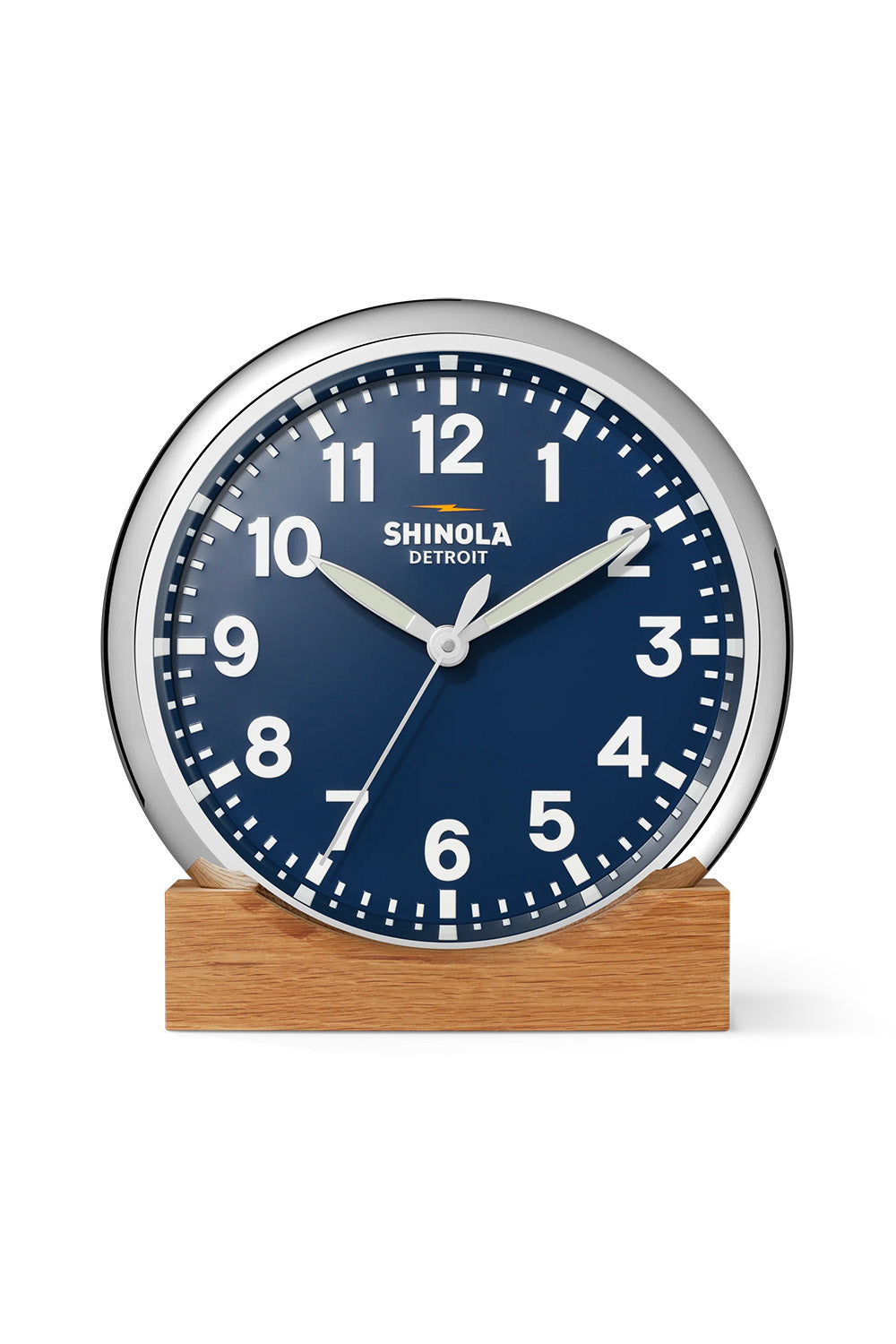 shinola runwell wall clock chrome navy