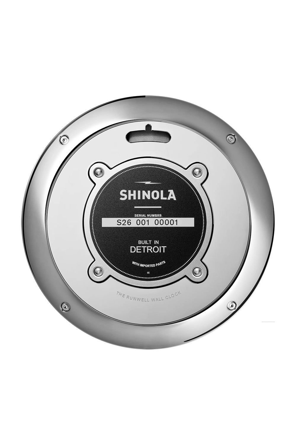 shinola runwell wall clock chrome navy back