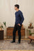 Bridge and Burn - Orson Sweater - Navy Dotted Path - Model Side