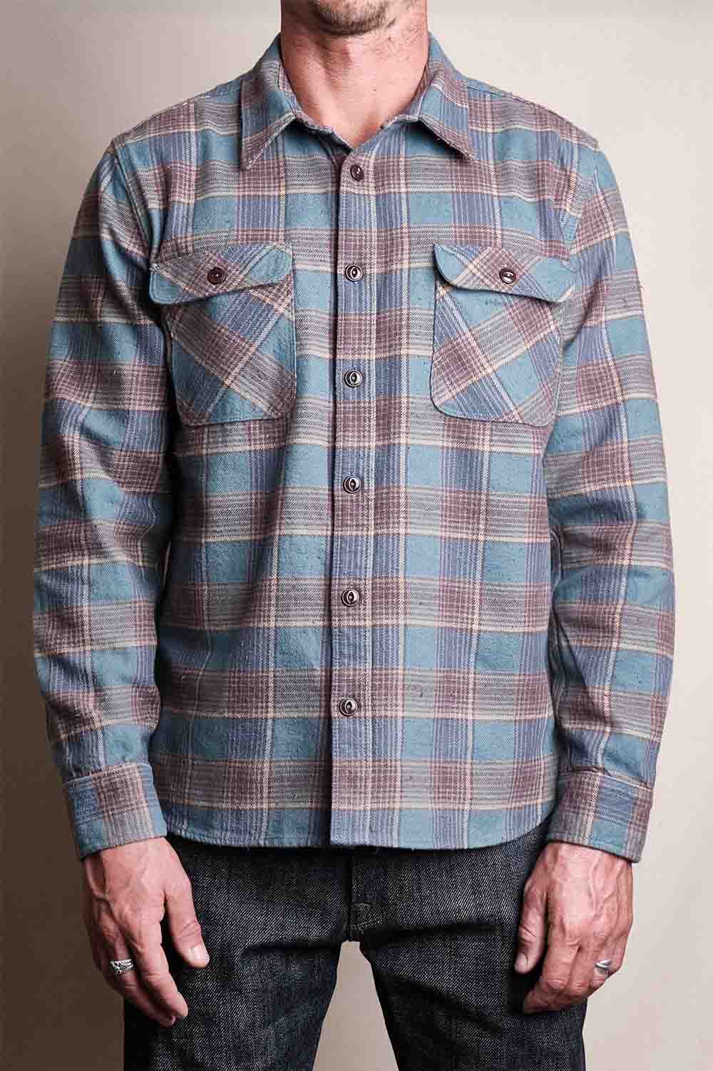 Freenote - Jepson Plaid Woven - Dusty Blue Plaid - Model