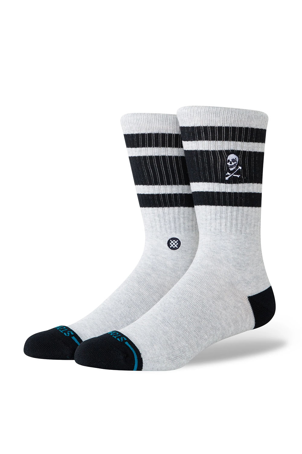 stance boyd skull crew heather grey