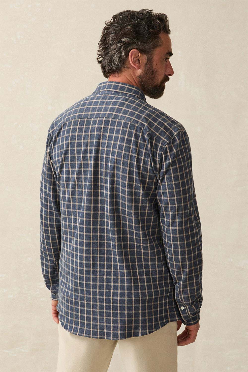 Faherty Coastline Knit Shirt Twilight Check Back