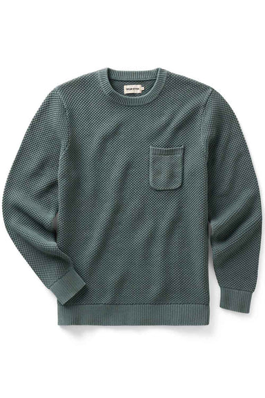 Taylor Stitch Crawford Crew Sweater in Faded Spruce — Flatlay view