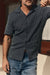 taylor stitch davis shirt in indigo raindrop sashiko front view