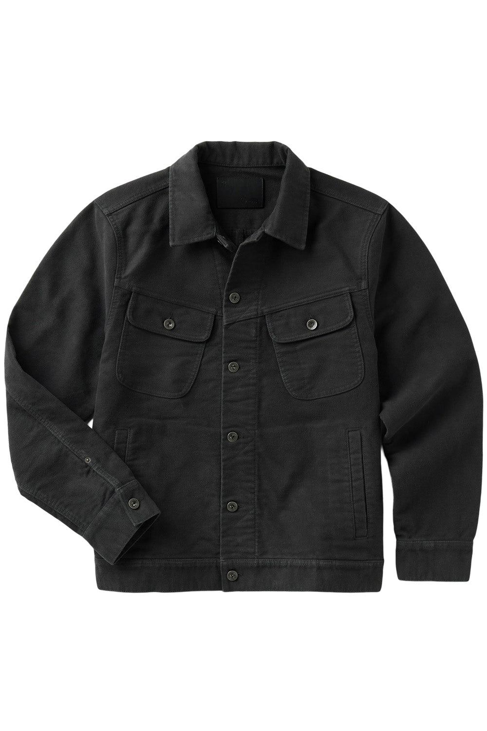 Taylor Stitch - Long Haul Jacket - Faded Black Washed Moleskin - Flatlay Front