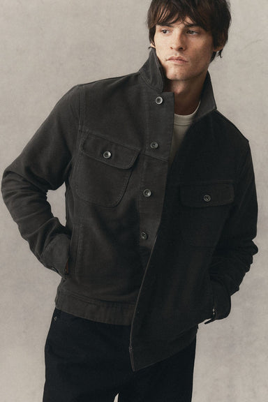 Taylor Stitch - Long Haul Jacket - Faded Black Washed Moleskin - Model Front