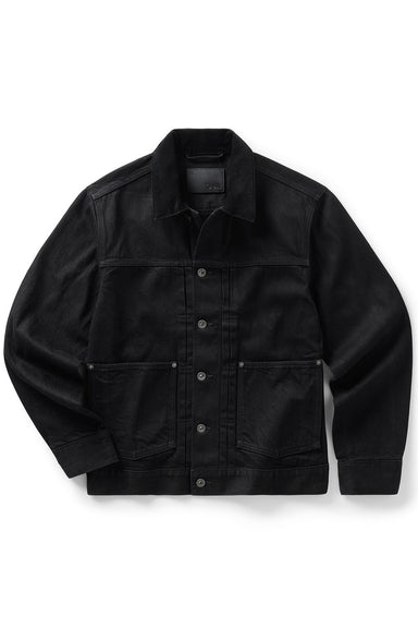 Taylor Stitch Ryder Jacket in Rinsed Black Organic Selvedge — Front view