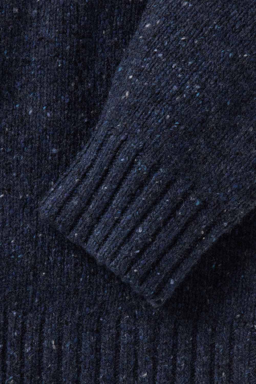 Taylor Stitch - Seafarer Crew Sweater - Atlantic Blue Donegal - Detail Cuff